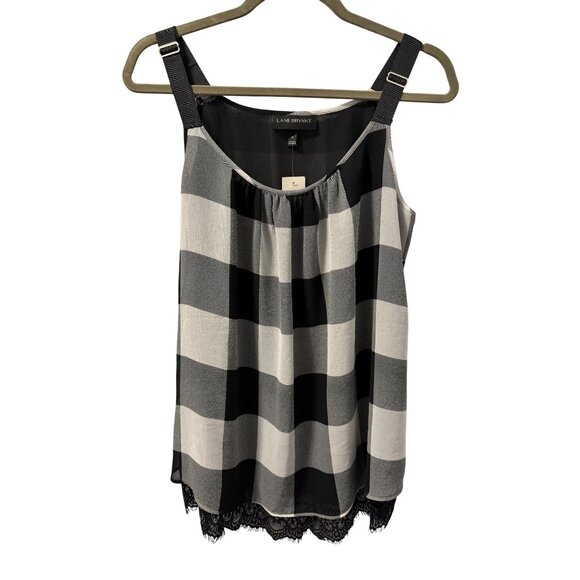 Lane Bryant Black & White Checkered Tank Top With Lace Hem Size 14W  Blouse. NWT - Picture 6 of 12